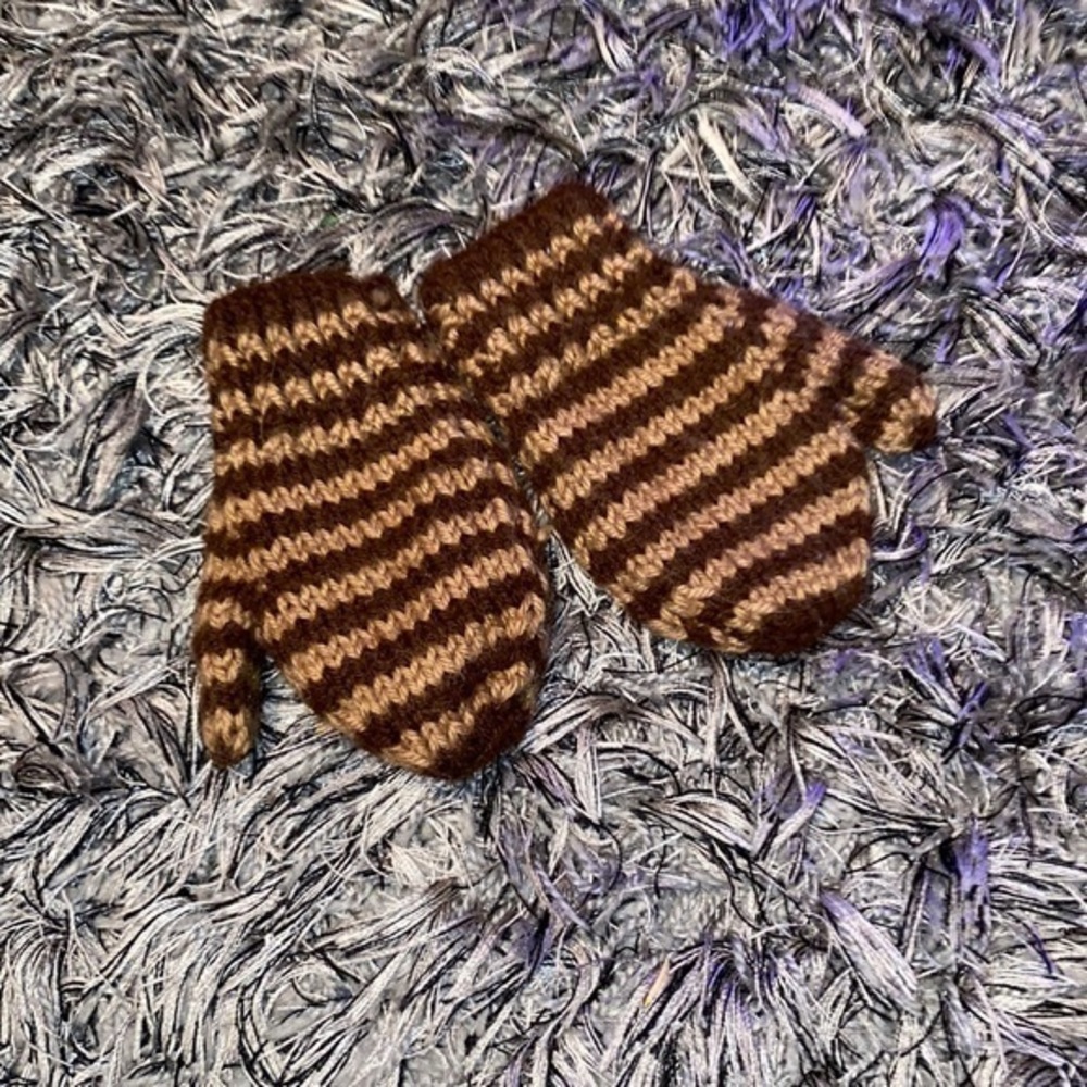 Hand crochet little boy mittens one size.